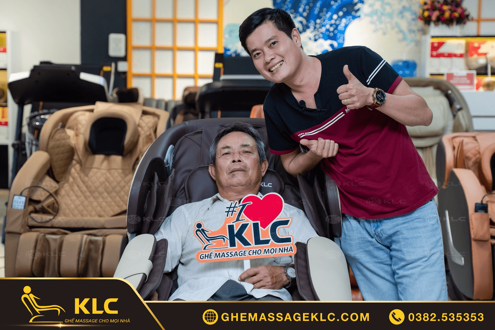 Ghế massage KLC - Món quà ý nghĩa dành tặng Ba vợ của đạo diễn Khương Dừa - CEO Công ty giải trí Điền Quân